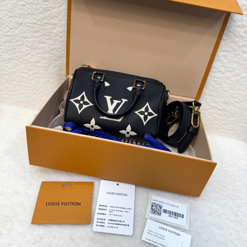 路易威登Nano Speedy LV黑拼米牛皮🖤迷你波士頓包 斜背手提兩用款 M81456-5