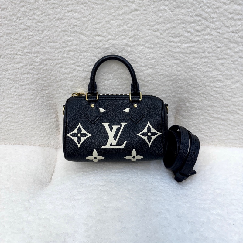 路易威登Nano Speedy LV黑拼米牛皮🖤迷你波士頓包 斜背手提兩用款 M81456-6