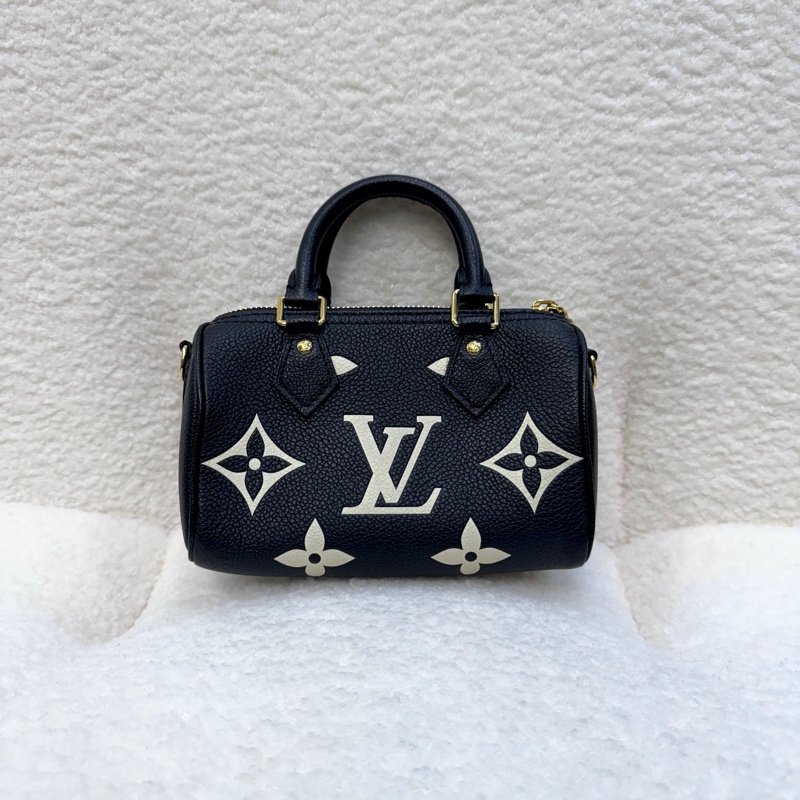 路易威登Nano Speedy LV黑拼米牛皮🖤迷你波士頓包 斜背手提兩用款 M81456-7