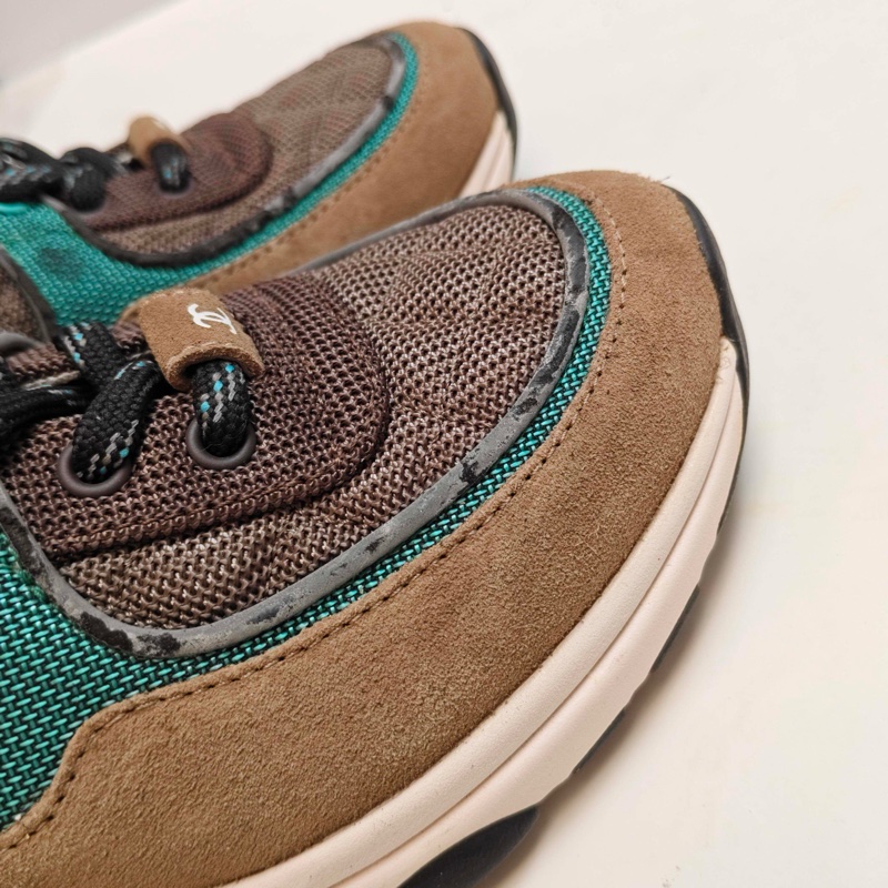 CHANEL香奈兒 咖色拼藍色低幫運動鞋-5