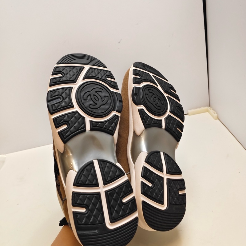 CHANEL香奈兒 咖色拼藍色低幫運動鞋-8