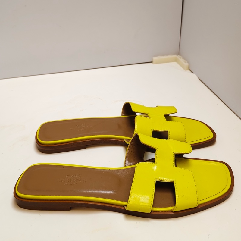 Hermes愛馬仕黃色H拖鞋-3