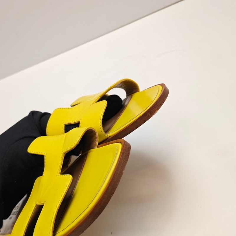 Hermes愛馬仕黃色H拖鞋-6