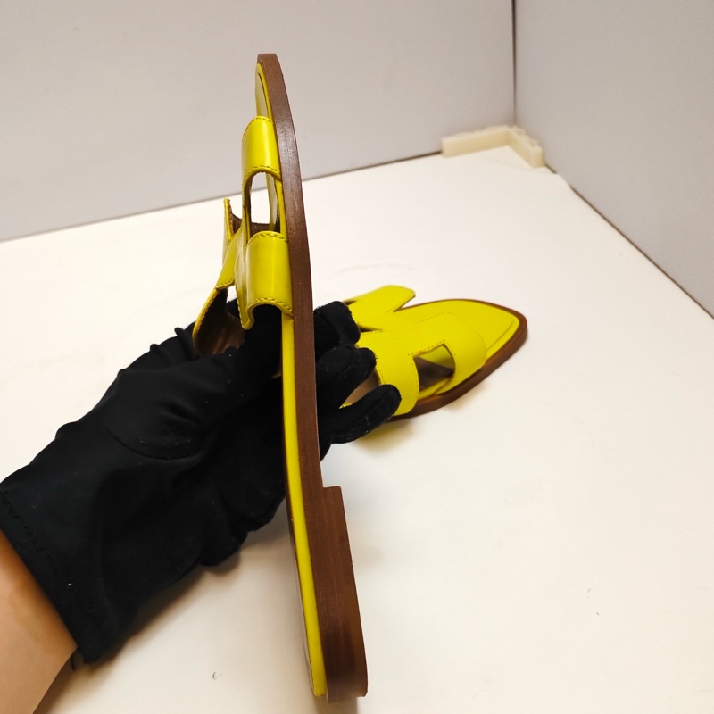 Hermes愛馬仕黃色H拖鞋-7