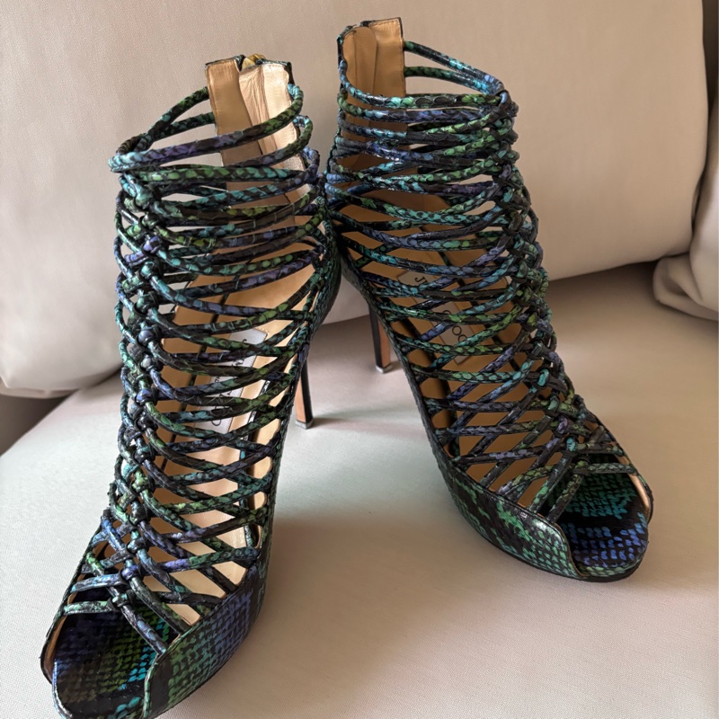Jimmy Choo 綠色蛇皮壓花高跟鞋尺寸 37 1/2-0