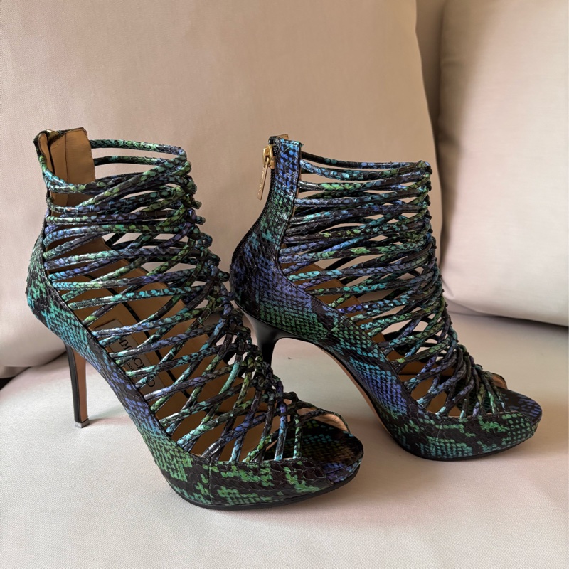 Jimmy Choo 綠色蛇皮壓花高跟鞋尺寸 37 1/2-2