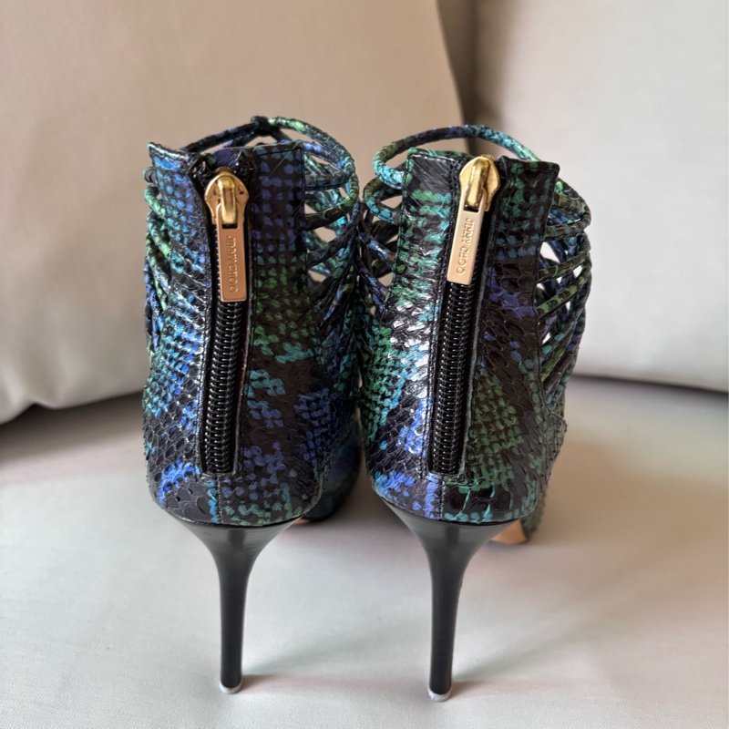 Jimmy Choo 綠色蛇皮壓花高跟鞋尺寸 37 1/2-11