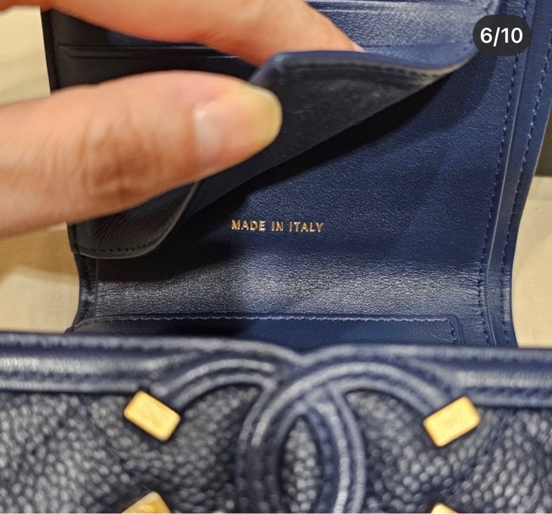 Chanel 藍金荔枝三折短夾（大全配）-4