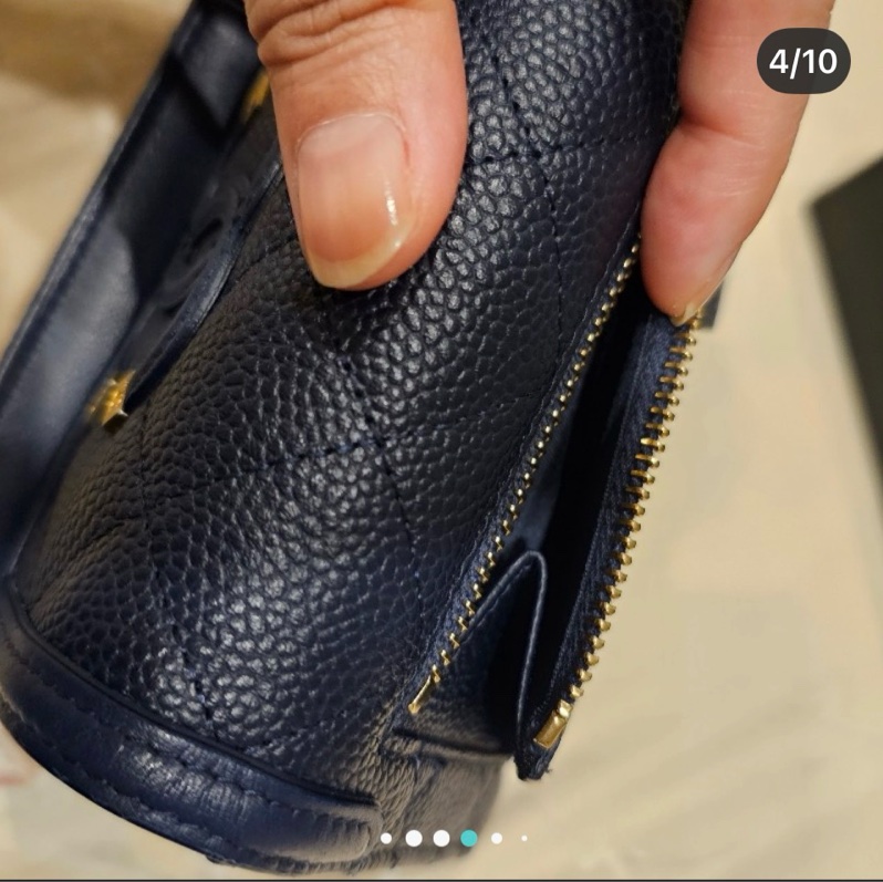 Chanel 藍金荔枝三折短夾（大全配）-6