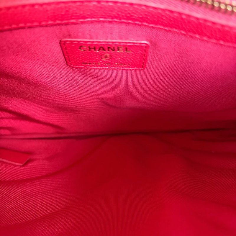 ️Chanel V紋手拿包 玫紅 金扣 荔枝皮26*20*1 98新配件塵袋-7