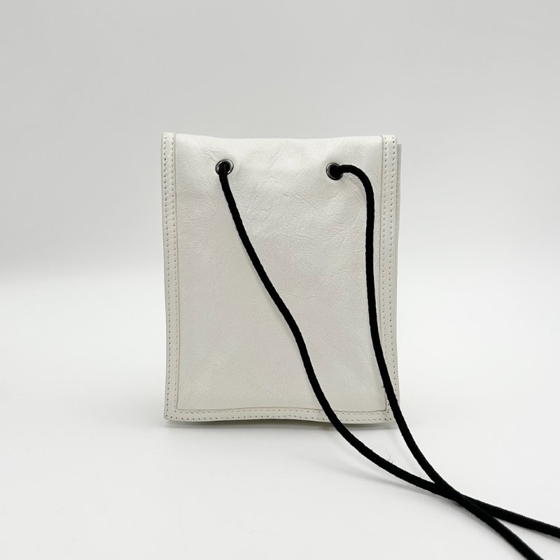 BALENCIAGA 白色油蠟皮explorer肩背斜背手機包 15*18*4 98新配件塵袋 吊牌-6