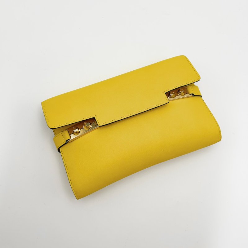 DELVAUX Tempete黃色金扣 肩背斜背鏈條包20.5*13.5*2.5 99新配件塵袋-2