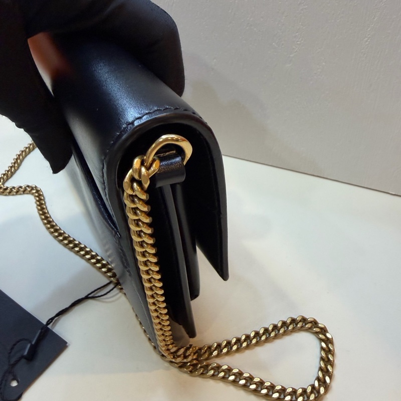 99新聖羅蘭 ysl 黑色 sunset box 日落包 信封包 單肩包 腋下包 22cm 24年。-2