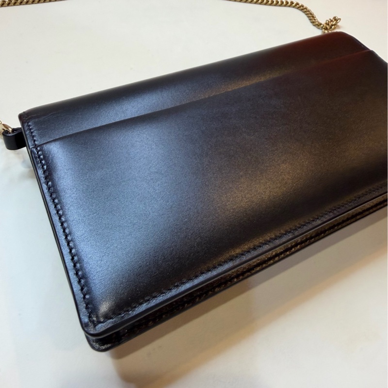 99新聖羅蘭 ysl 黑色 sunset box 日落包 信封包 單肩包 腋下包 22cm 24年。-7