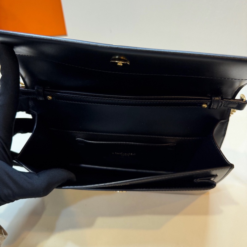 99新聖羅蘭 ysl 黑色 sunset box 日落包 信封包 單肩包 腋下包 22cm 24年。-8