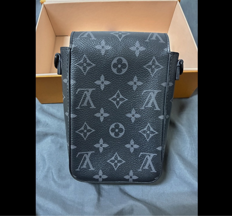 s-lock黑色老花側背包-7