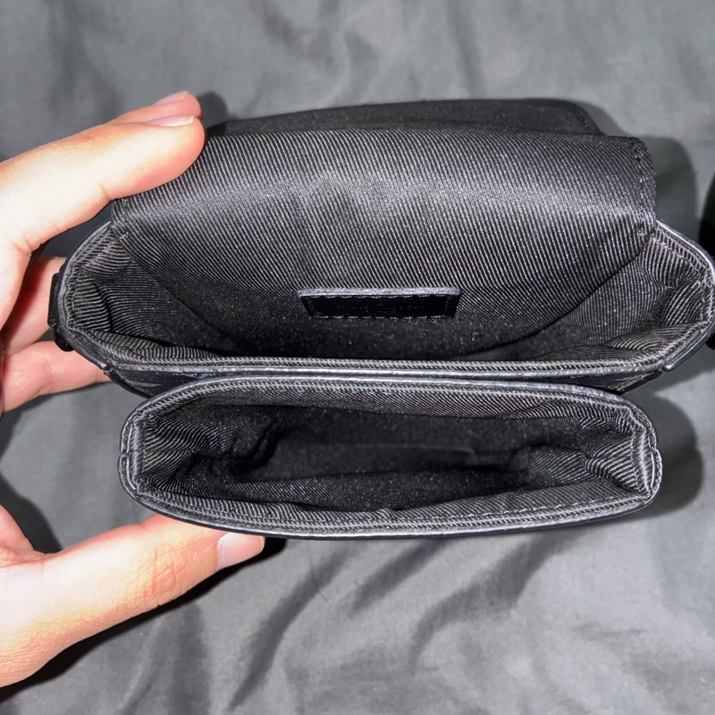 s-lock黑色老花側背包-9