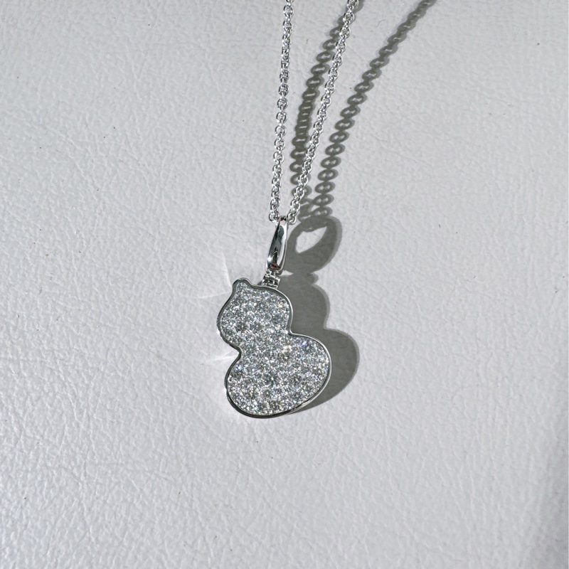 Qeelin麒麟 Wulu 系列 白金滿鑽葫蘆項鍊-4