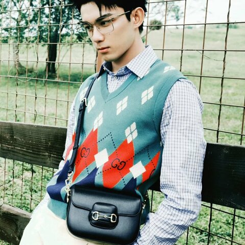 GUCCI 黑金Horsebit1955系列小號 肩背斜背包21*15*5 98新配件塵袋