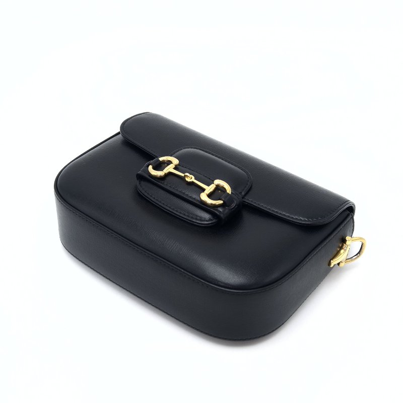 GUCCI 黑金Horsebit1955系列小號 肩背斜背包21*15*5 98新配件塵袋-5