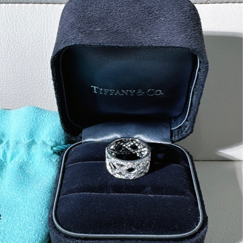 Tiffany 蒂芙尼 鉑金滿鑽戒指-1