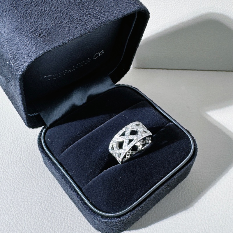 Tiffany 蒂芙尼 鉑金滿鑽戒指-2