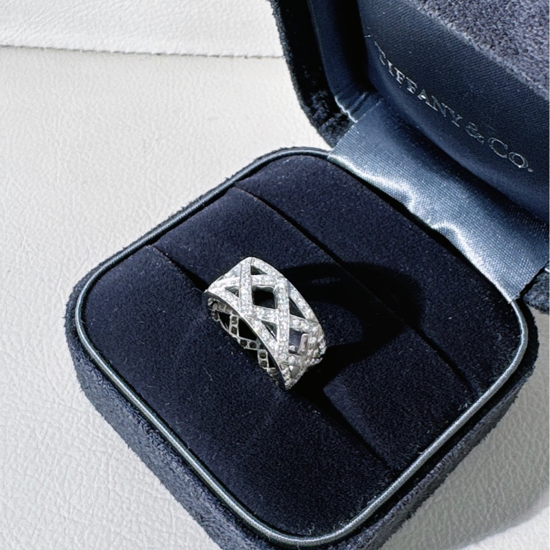 Tiffany 蒂芙尼 鉑金滿鑽戒指-3