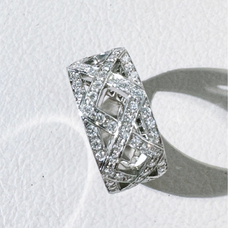 Tiffany 蒂芙尼 鉑金滿鑽戒指-4