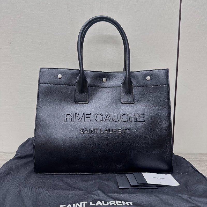 YSL 黑色RIVEGAUCHE字母 手提托特包 39*31*18 99新配件塵袋-1