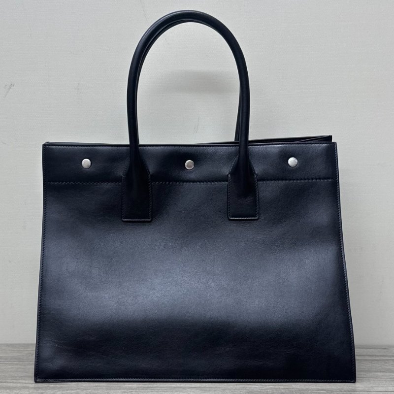 YSL 黑色RIVEGAUCHE字母 手提托特包 39*31*18 99新配件塵袋-5