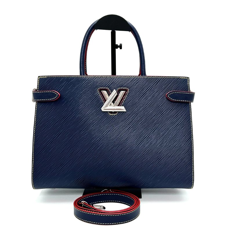 LV 深海藍色拼紅色水波紋 twist tote手提肩背包 31*22*12 98新配件塵袋-1