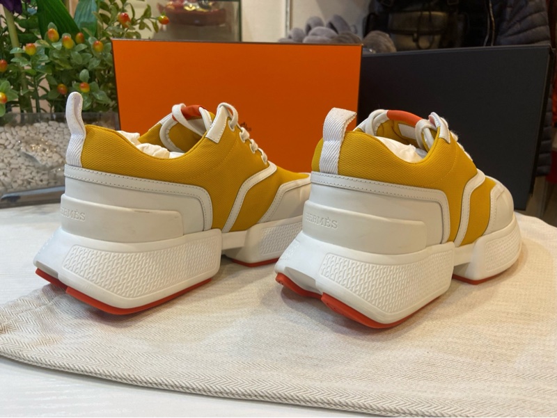 Hermes/愛馬仕 giga運動鞋 39碼內增高 橘白配色 配塵袋-3