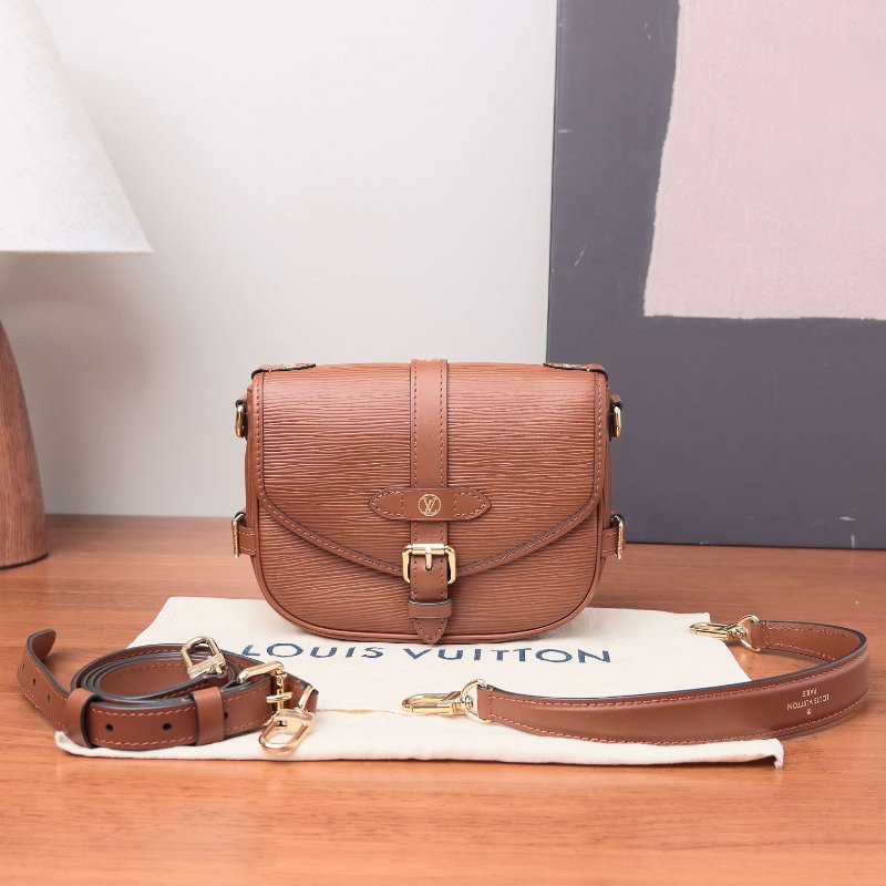 LV 棕色金扣水波紋雙子星肩背斜背包 芯片款19.5*15*6 98新配件塵袋-1