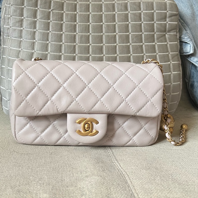 Chanel 22B香芋紫 cf mini金球 斜背包肩背包香奈兒精品斷捨離-5