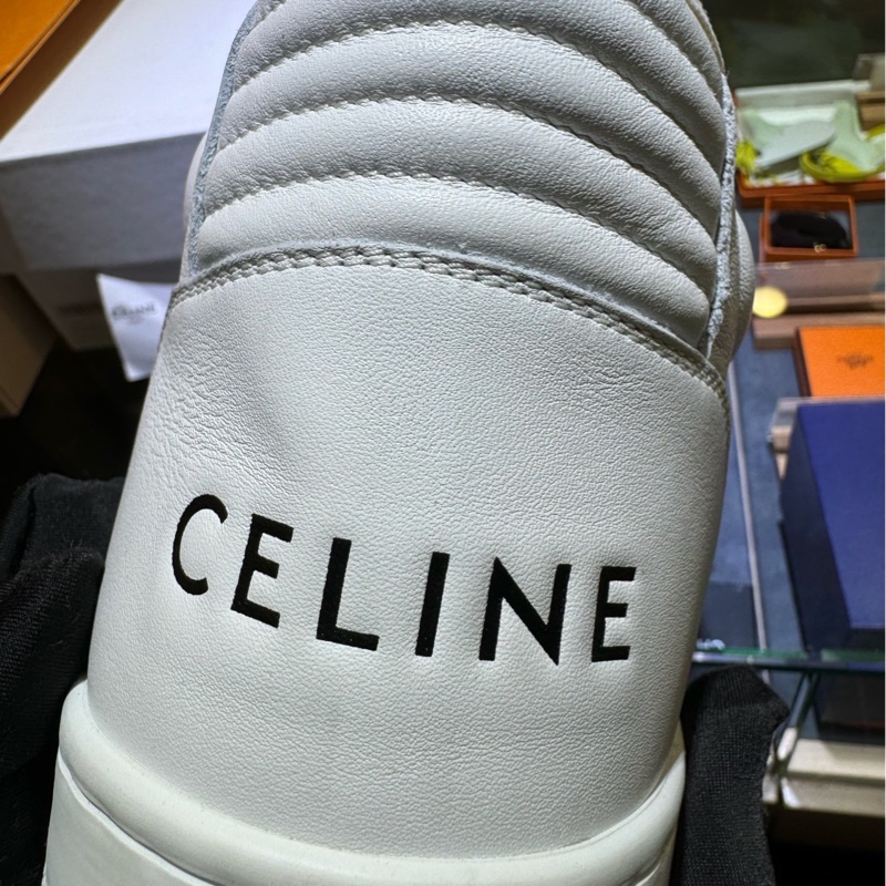 賽琳/Celine 全新CT-02 牛皮革 透氣耐磨防滑 中幫運動板鞋 螢光白 44碼-4