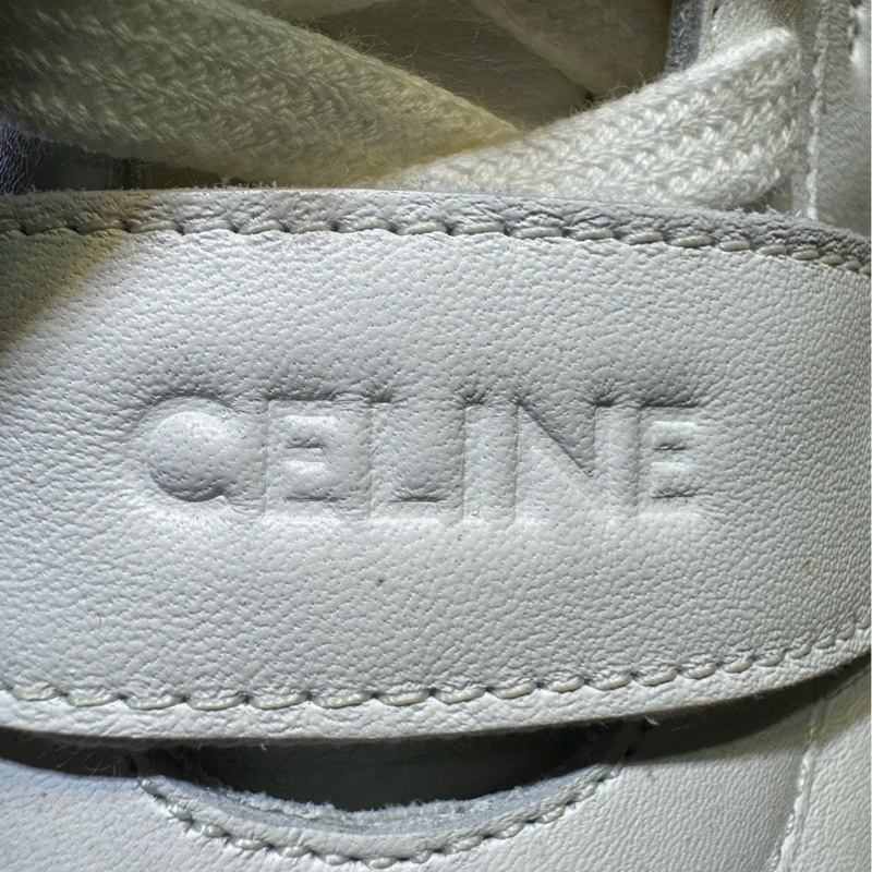 賽琳/Celine 全新CT-02 牛皮革 透氣耐磨防滑 中幫運動板鞋 螢光白 44碼-5