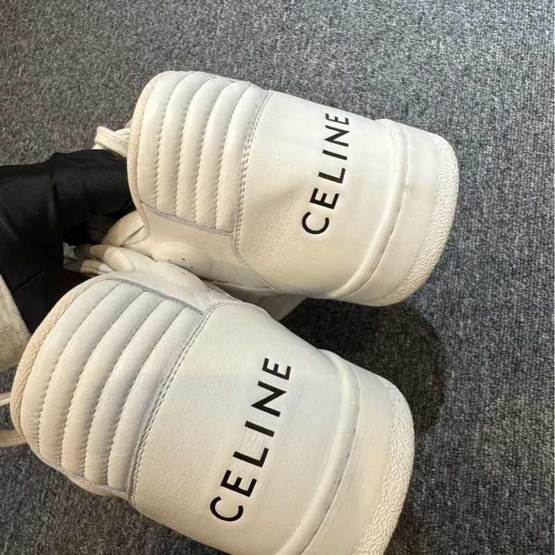 賽琳/Celine 全新CT-02 牛皮革 透氣耐磨防滑 中幫運動板鞋 螢光白 44碼-9
