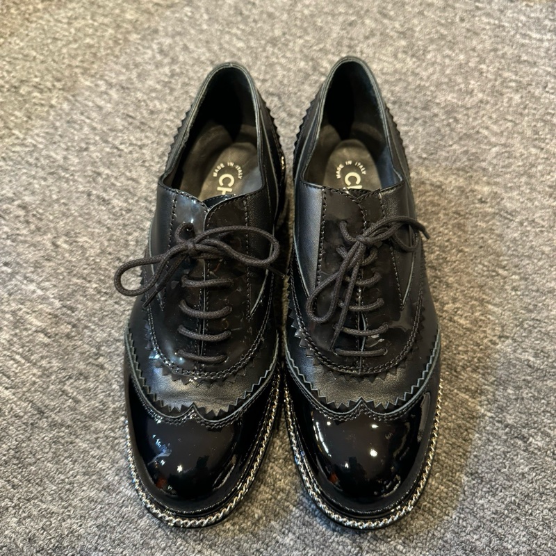 幾乎全新 香奈兒/Chanel Lisa同款黑色鏈條樂福鞋 38碼 🈚附件-1