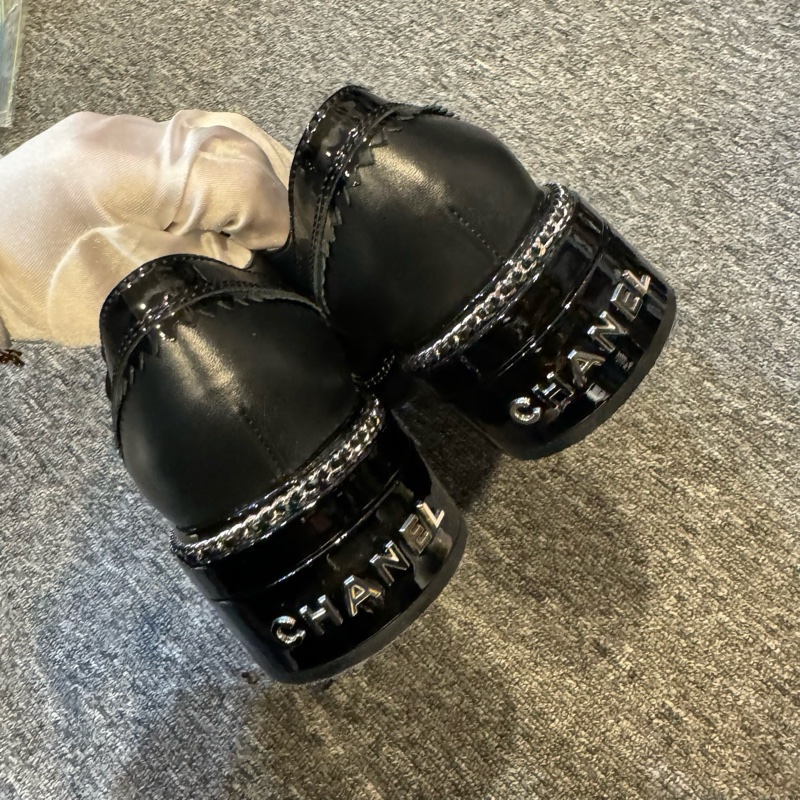 幾乎全新 香奈兒/Chanel Lisa同款黑色鏈條樂福鞋 38碼 🈚附件-4