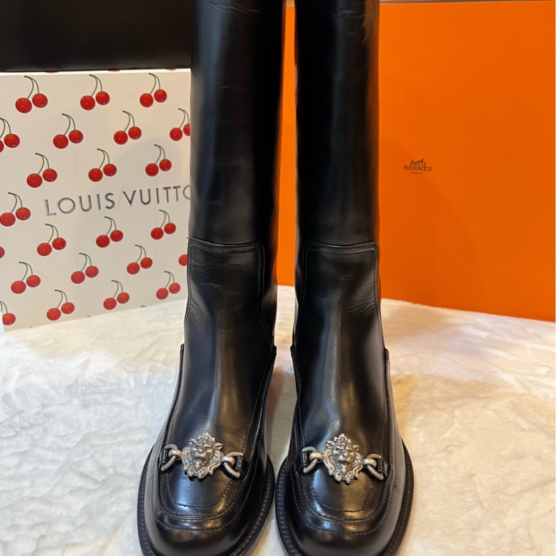 閒置未使用 香奈兒/Chanel 黑色獅頭logo長靴 38碼 🈚附件:單品-1