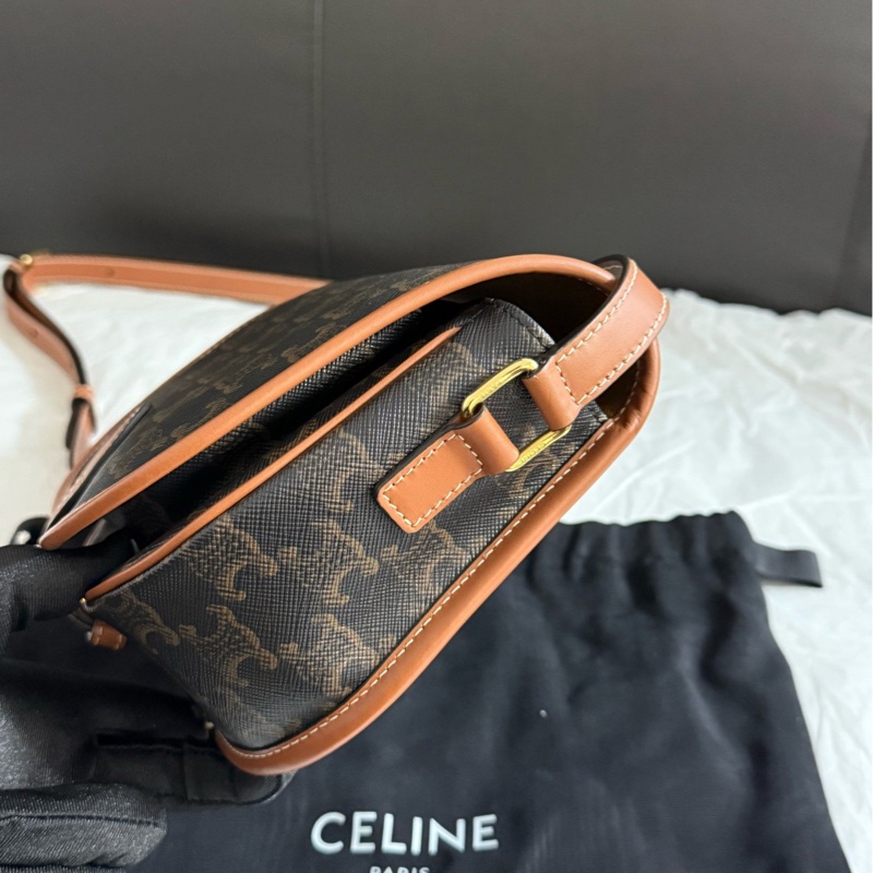 幾乎全新 99新 Celine 思琳賽琳老花馬鞍包斜挎包 附件:塵袋-3