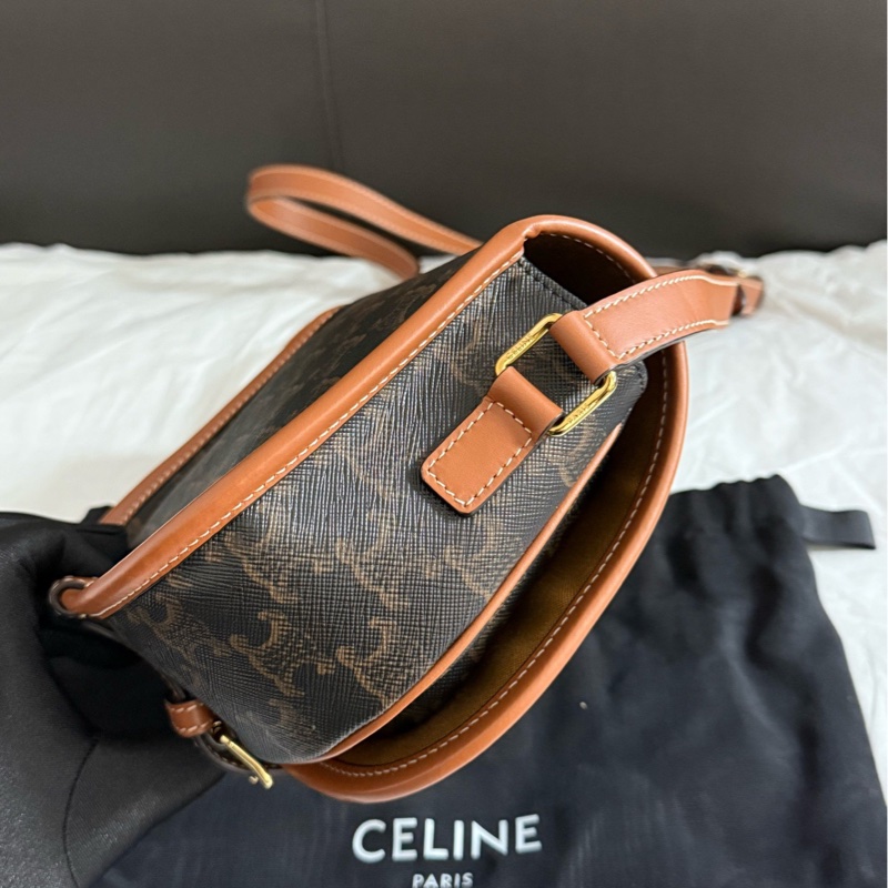 幾乎全新 99新 Celine 思琳賽琳老花馬鞍包斜挎包 附件:塵袋-4