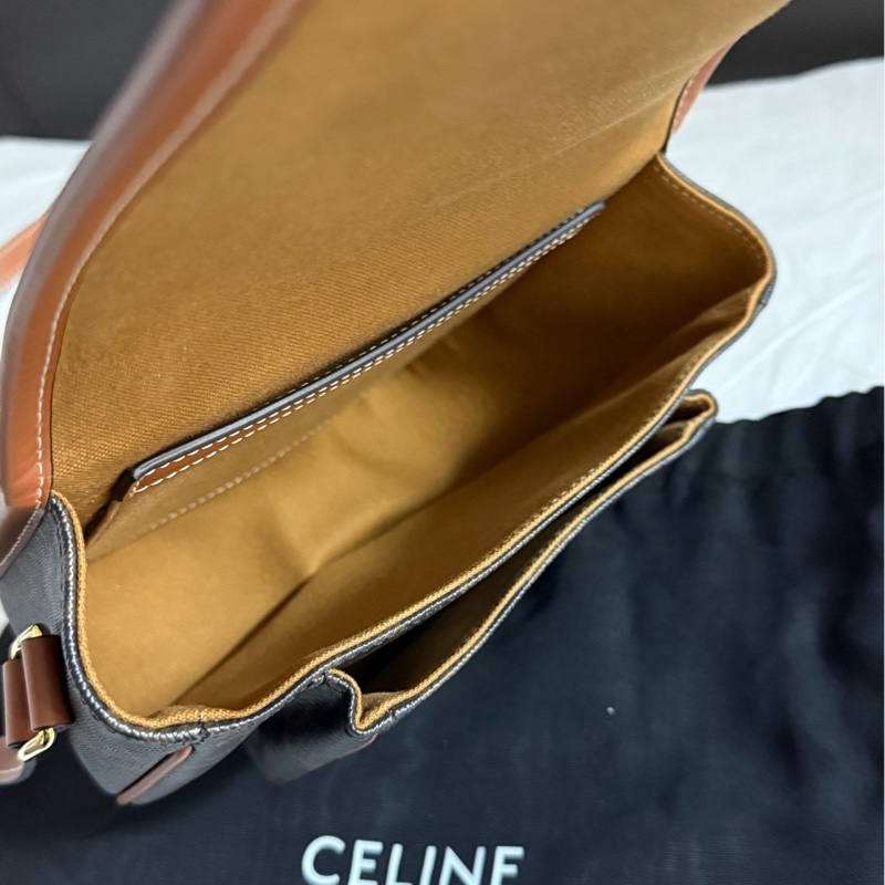 幾乎全新 99新 Celine 思琳賽琳老花馬鞍包斜挎包 附件:塵袋-5