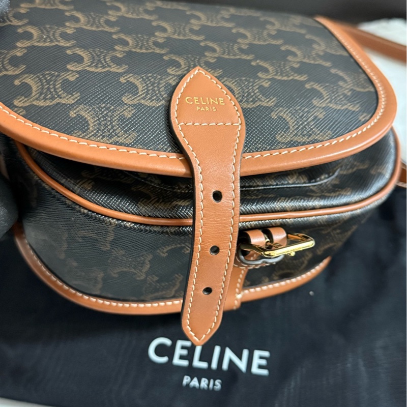 幾乎全新 99新 Celine 思琳賽琳老花馬鞍包斜挎包 附件:塵袋-10