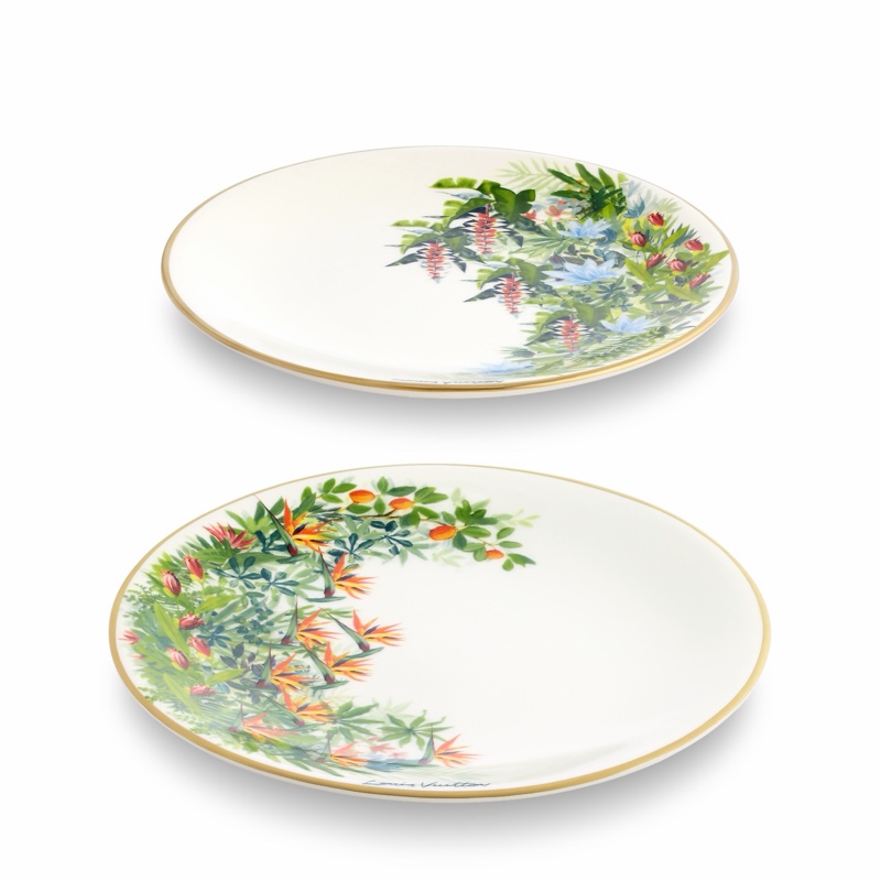 LV LOUIS VUITTON 路易威登 Tropical Jungle 麵包碟 兩件套裝 麵包盤 盤子-1