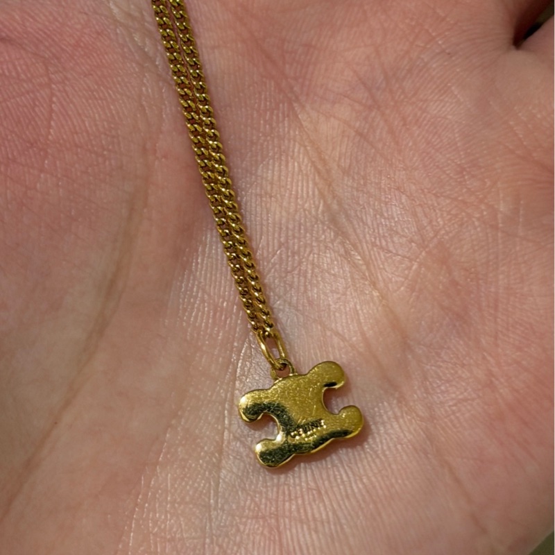 CELINE Triomphe 黃銅水晶項鍊-2