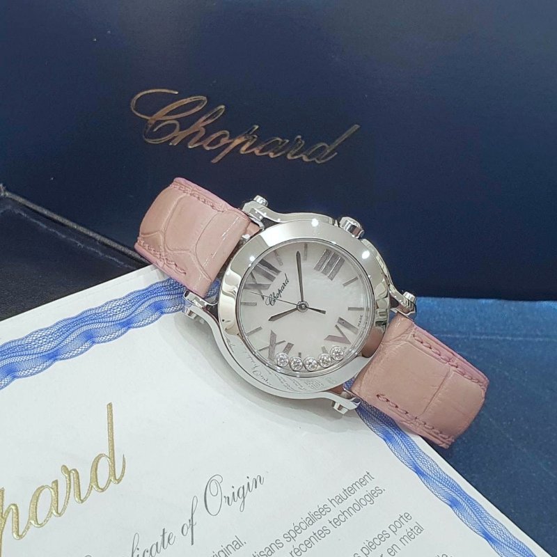【大眾名錶】CHOPARD蕭邦 Happy Sport 快樂鑽 278509-3004 原廠5顆跑鑽 白貝殼面 2012/07 原廠皮帶/錶扣 B1241-2