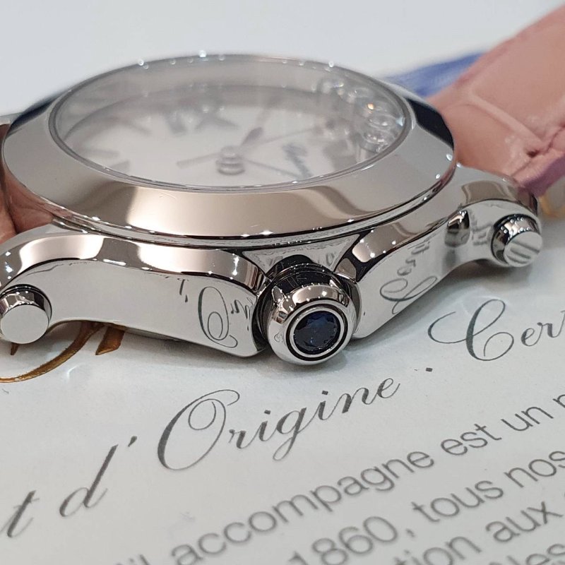 【大眾名錶】CHOPARD蕭邦 Happy Sport 快樂鑽 278509-3004 原廠5顆跑鑽 白貝殼面 2012/07 原廠皮帶/錶扣 B1241-6