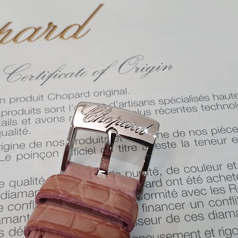 【大眾名錶】CHOPARD蕭邦 Happy Sport 快樂鑽 278509-3004 原廠5顆跑鑽 白貝殼面 2012/07 原廠皮帶/錶扣 B1241-7