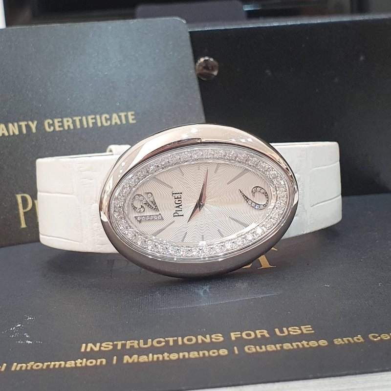 【大眾名錶】PIAGET伯爵 LIMELIGHT系列 G0A32099 銀白面 18K白金 原鑲鑽框 約1.1CT 可轉向 原廠皮帶/錶扣 B1242-2